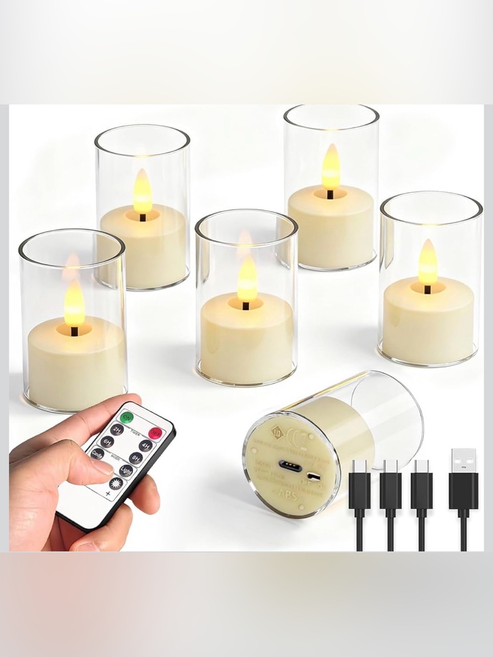 Rechargeable LED Candle Set White NWT
